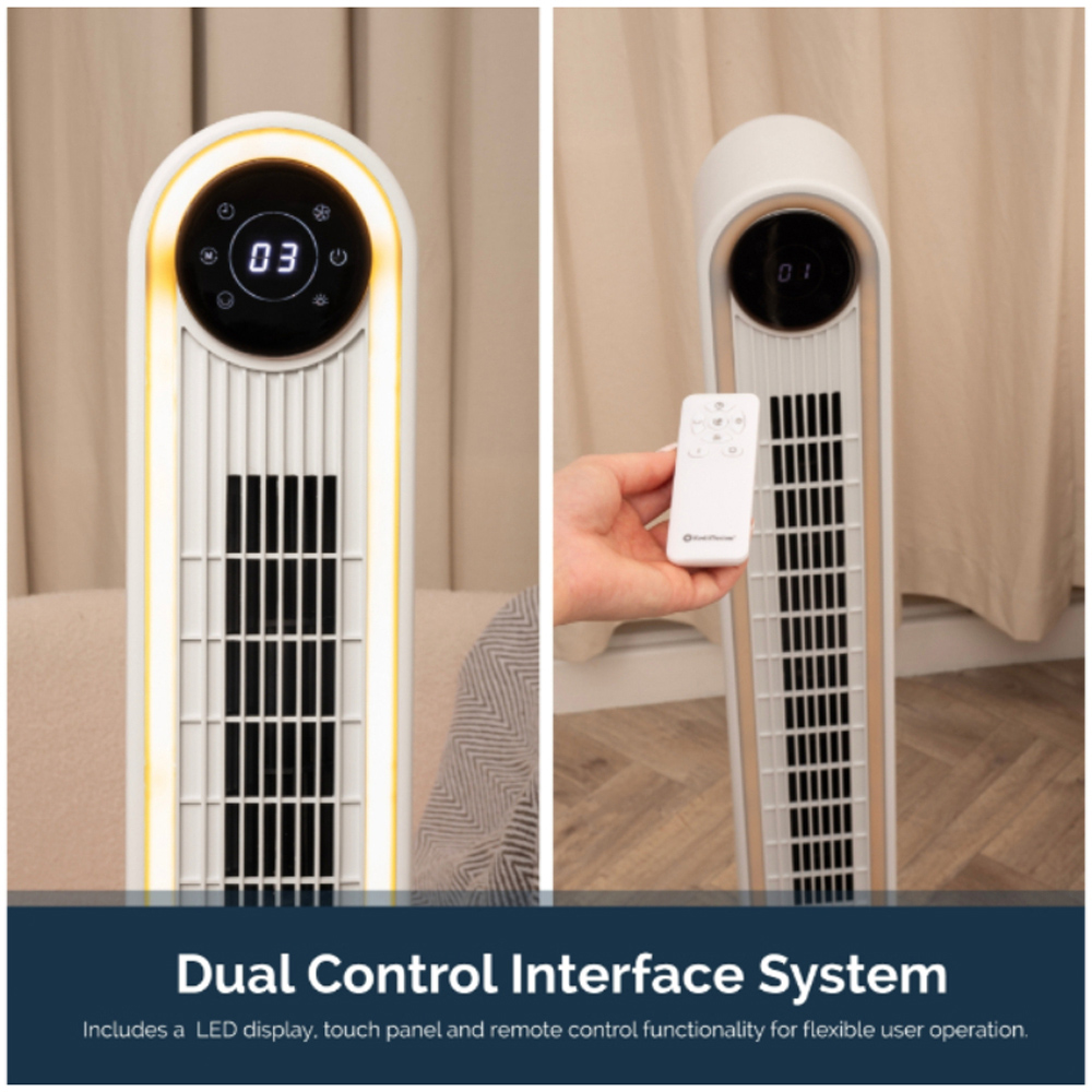 Rediffusion Halo White Quiet Cooling Digital Tower Fan with Warm White Halo Light 42 inch Image 7