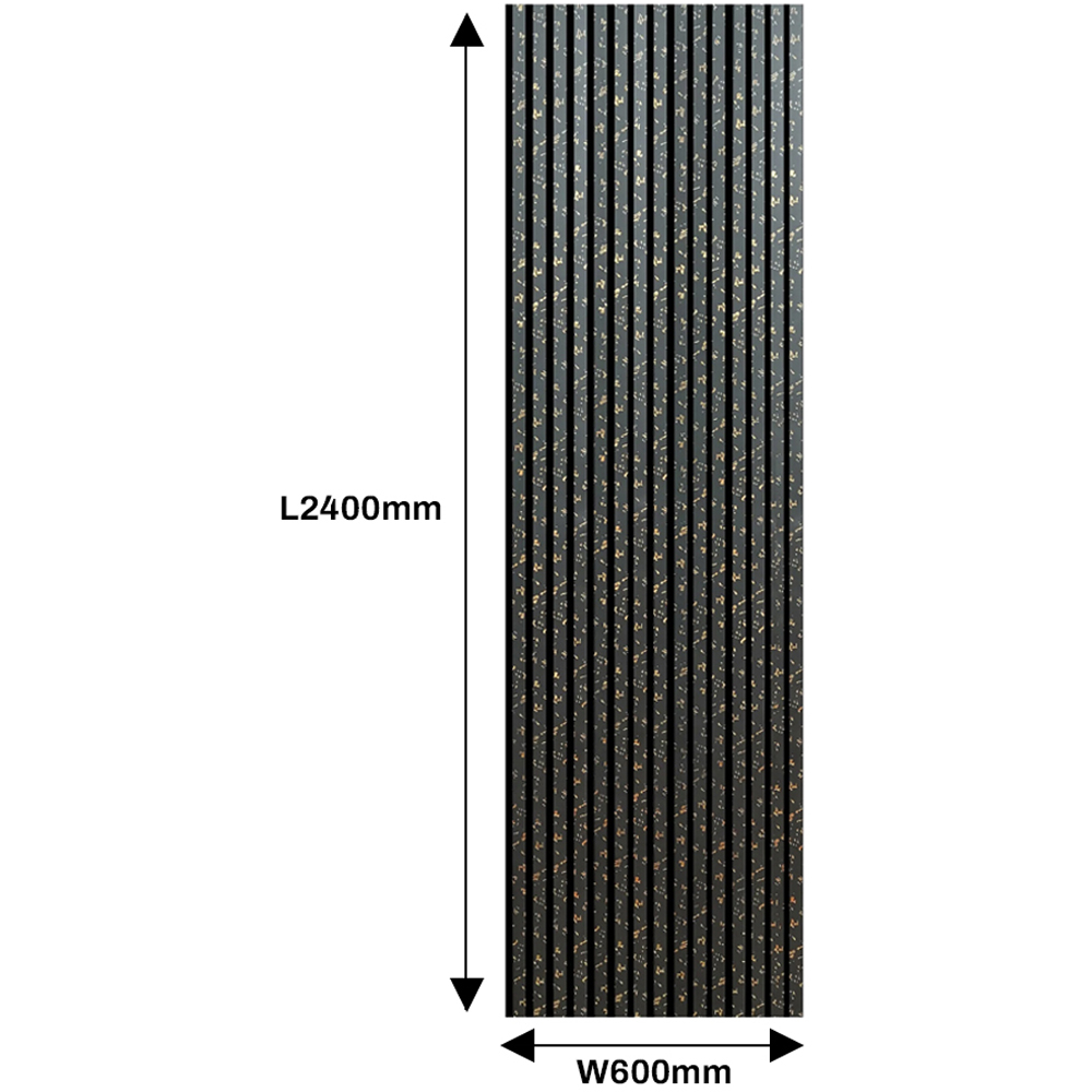Britwall Black and Gold Dot Design Linear Acoustic Wall Panel 2400 x 600 x 21mm 2 Pack Image 7