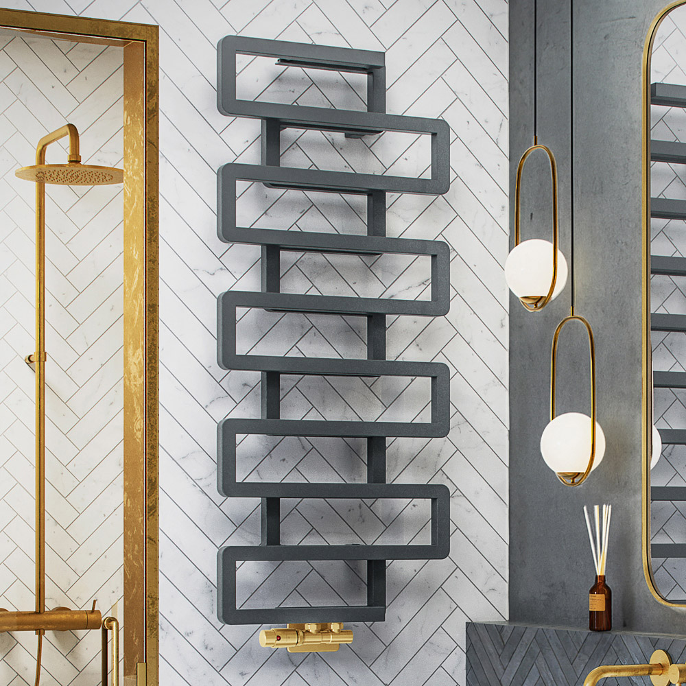 Terma Bookie 2110 BTU Strom Sky Grey Electric Heated Towel Rail 1155 x 500mm Image 2