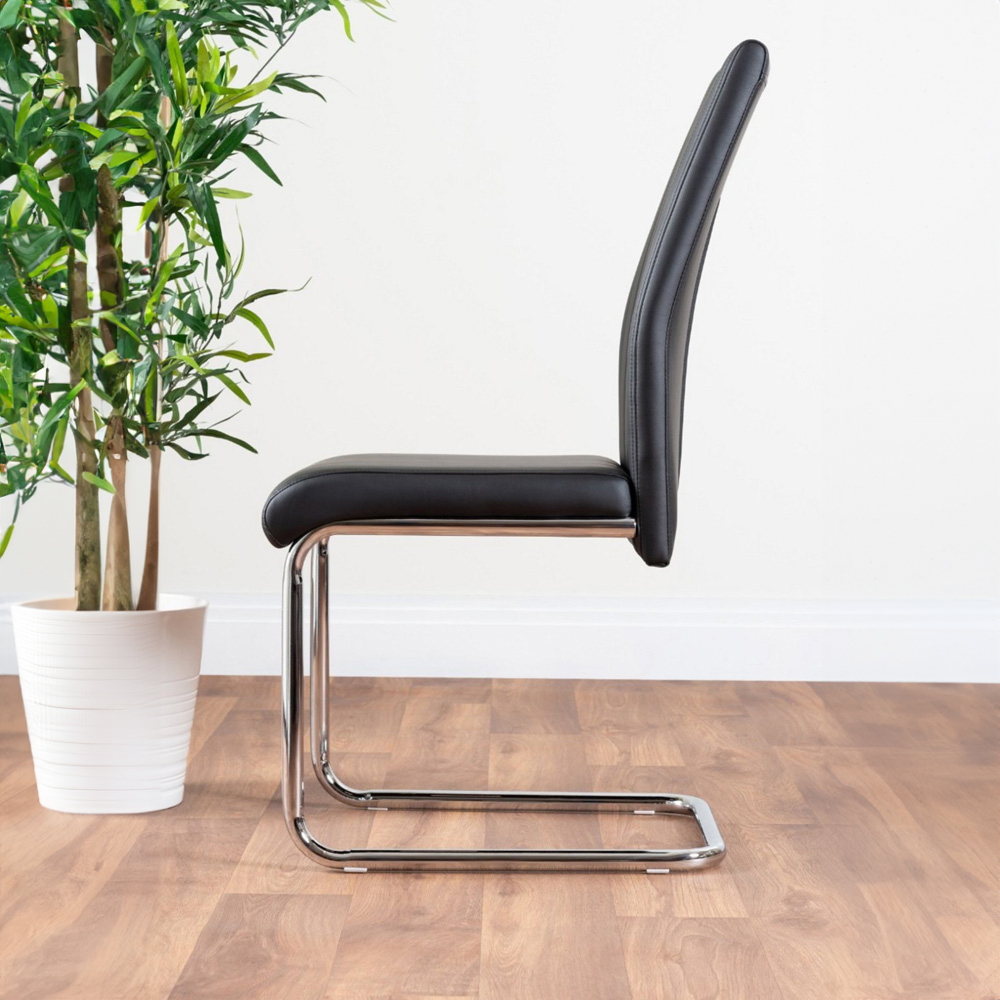 Furniturebox Arona Fortana Marble Effect 6 Seater Round Dining Set White Chrome and Black Image 4