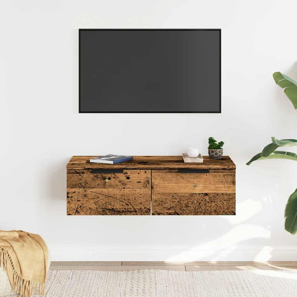 vidaXL 2 Drawer Old Wood Wall Cabinet Image 9