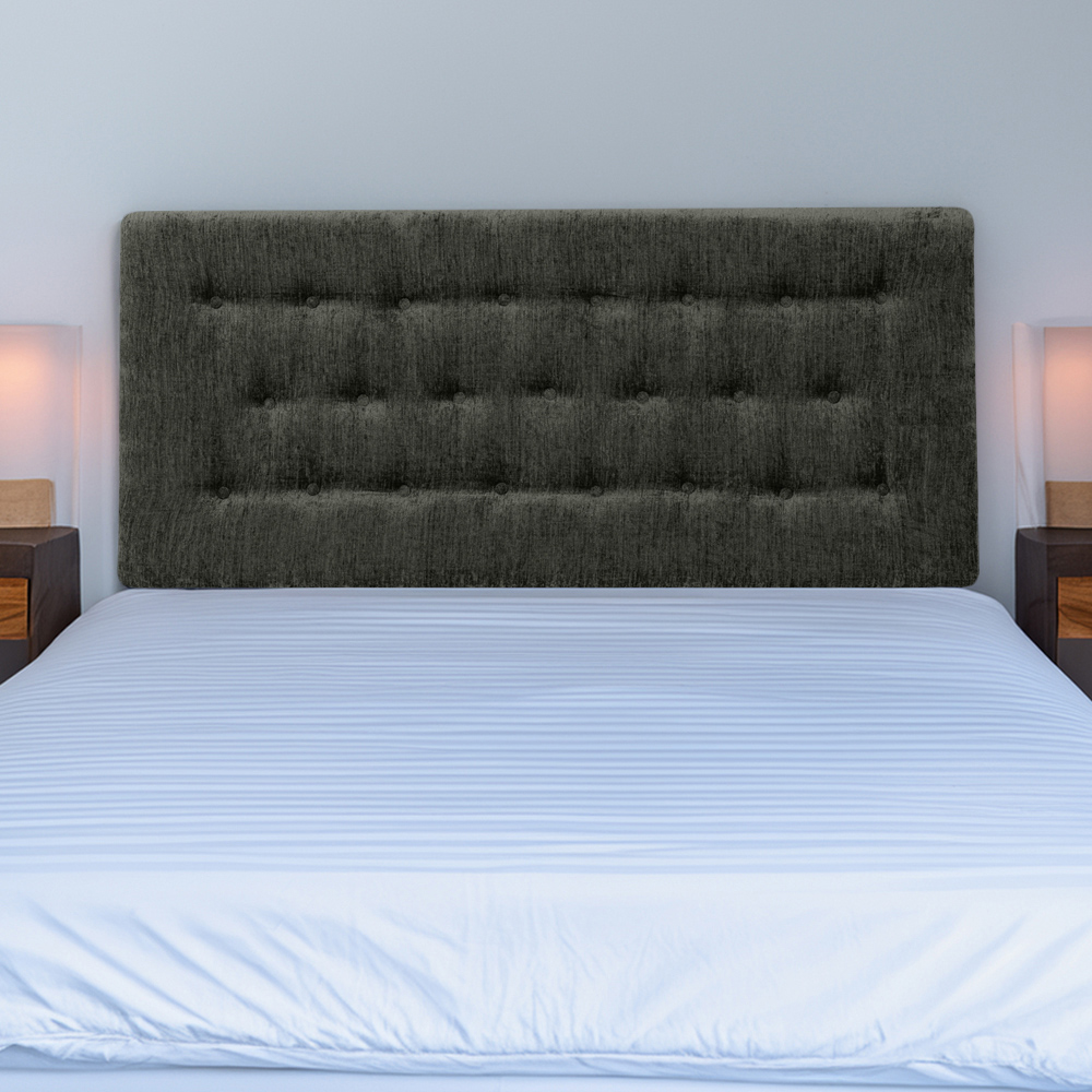 Bedmaster Lona Double Charcoal Chenille Buttoned Headboard Image 1