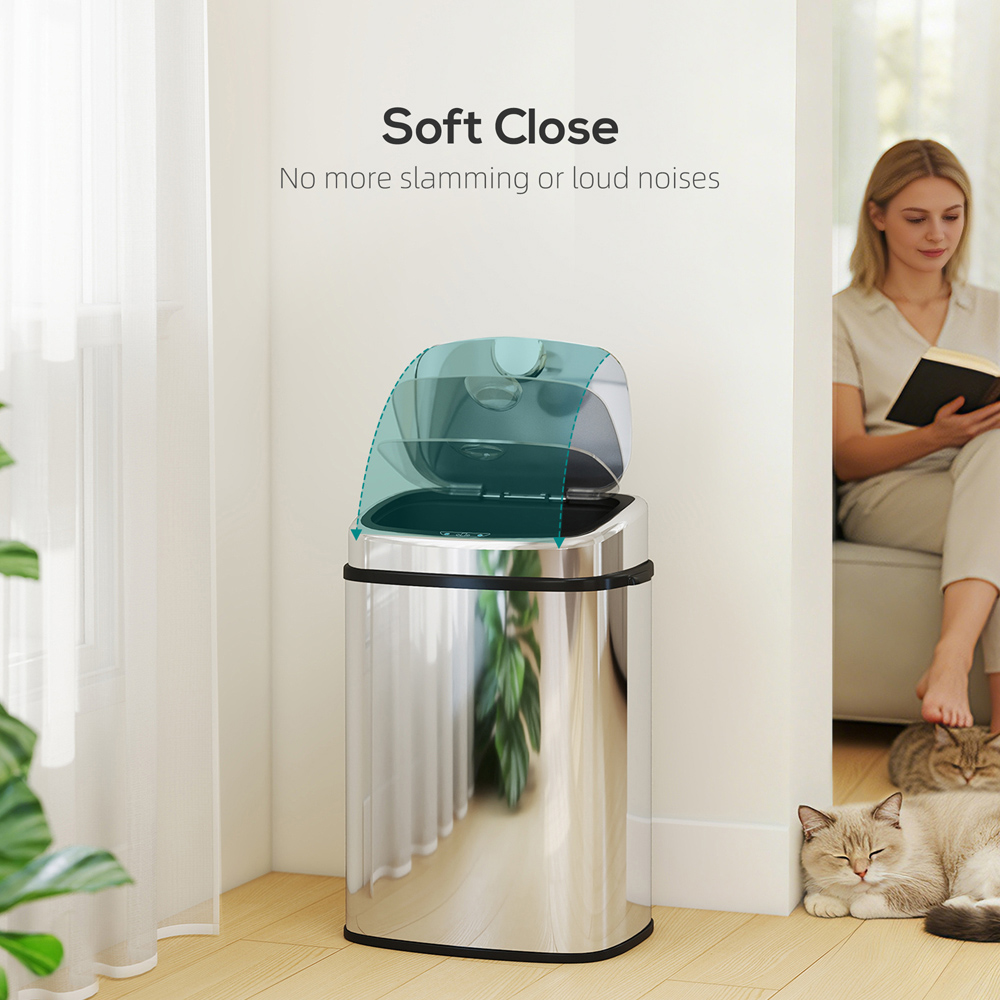 HOMCOM Silver Tone Stainless Steel Automatic Sensor Bin 50L Image 6