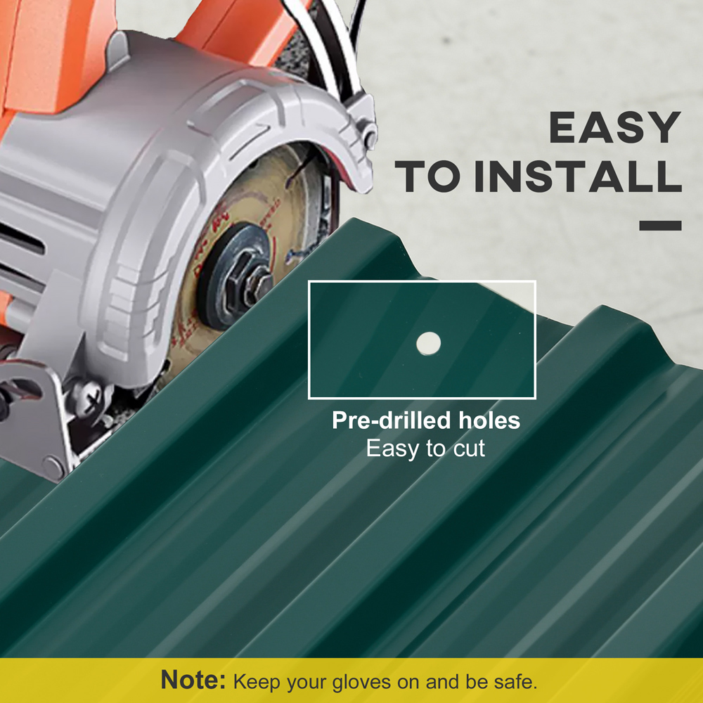 Outsunny Green Galvanised Steel Roof Panels 12 Pack Image 7