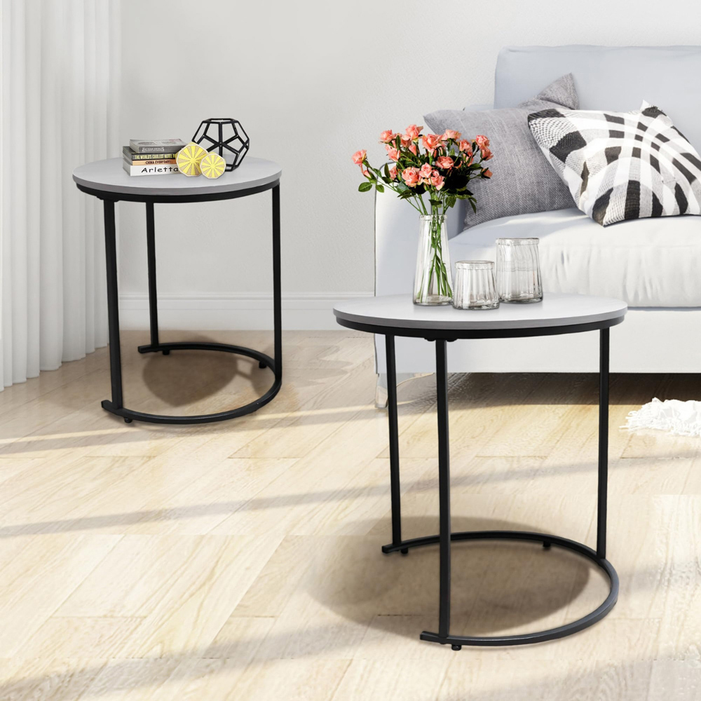 Alivio Grey Round Nesting Coffee Tables Set of 2 Image 3