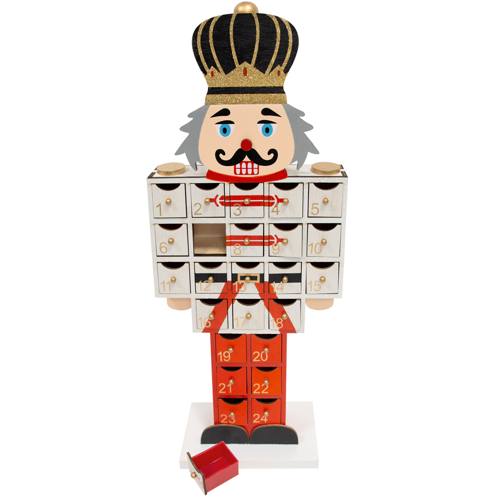 The Christmas Workshop White and Red Wooden Nutcracker Advent Calendar Image 4