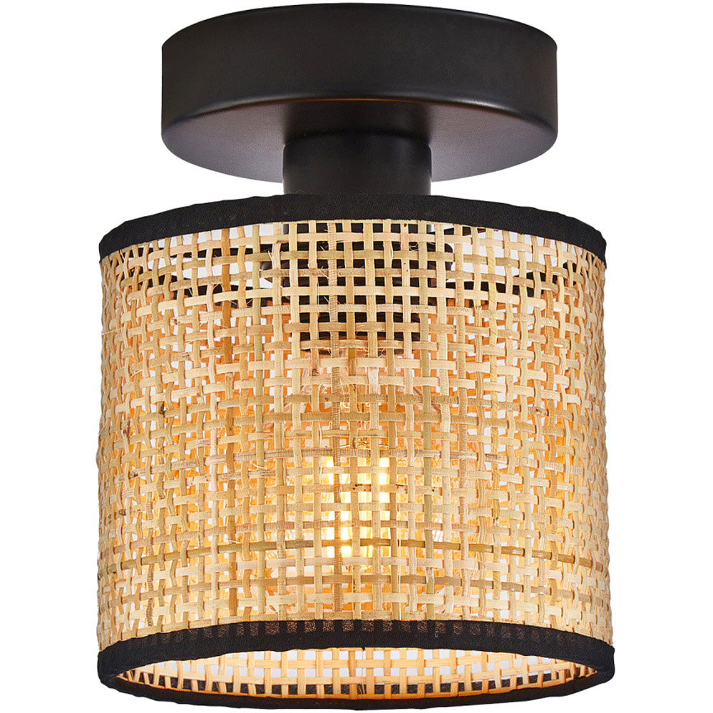Happy Homewares Natural Woven Rattan Ceiling Light Fitting Image 3