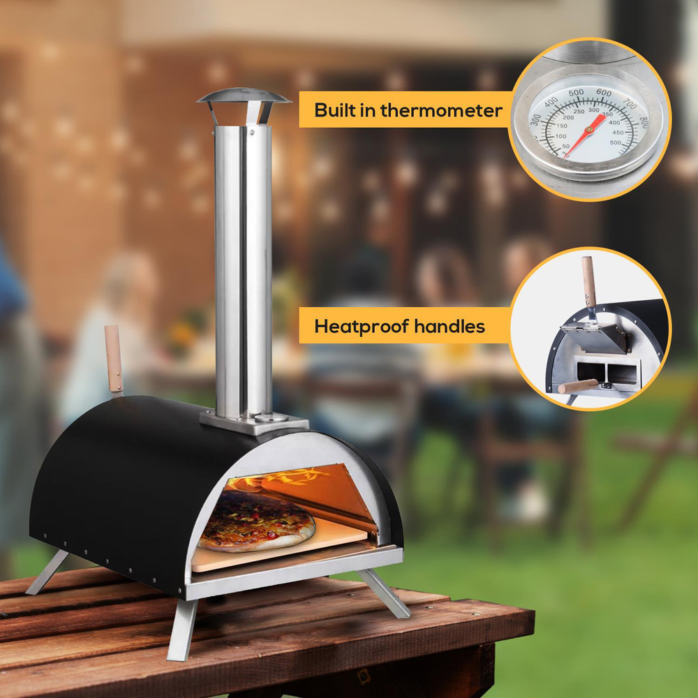 Haven Black and Silver Pizza Oven with Rain Cover Image 6