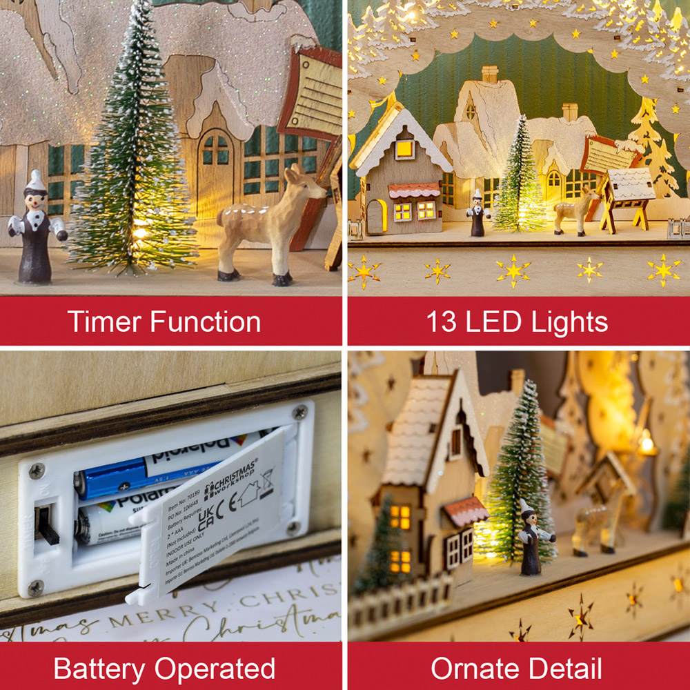 The Christmas Workshop LED Wooden Christmas House Scene Decoration Image 7