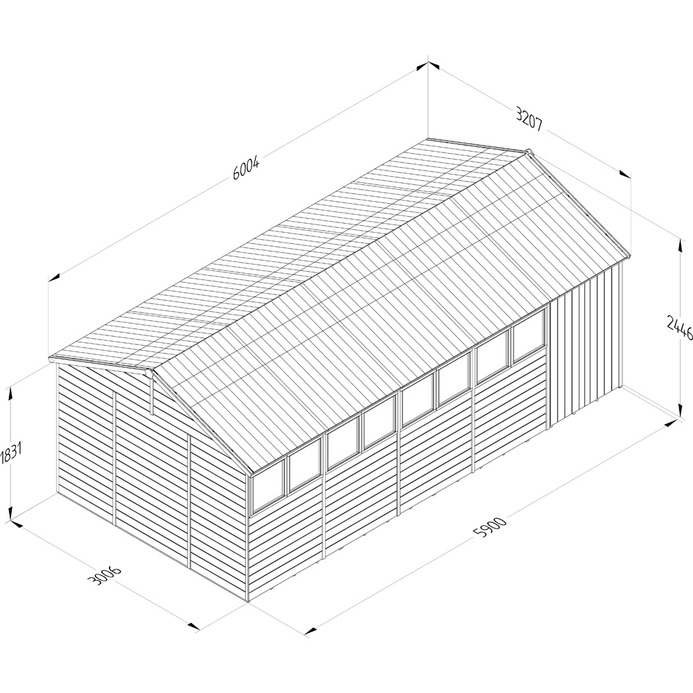 Forest Garden Timberdale 20 x 10ft Single Opening Tongue and Groove Reverse Apex Garden Shed Image 9