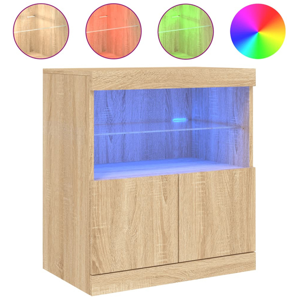 vidaXL 2 Door 2 Shelf Sonoma Oak LED Sideboard Image 3