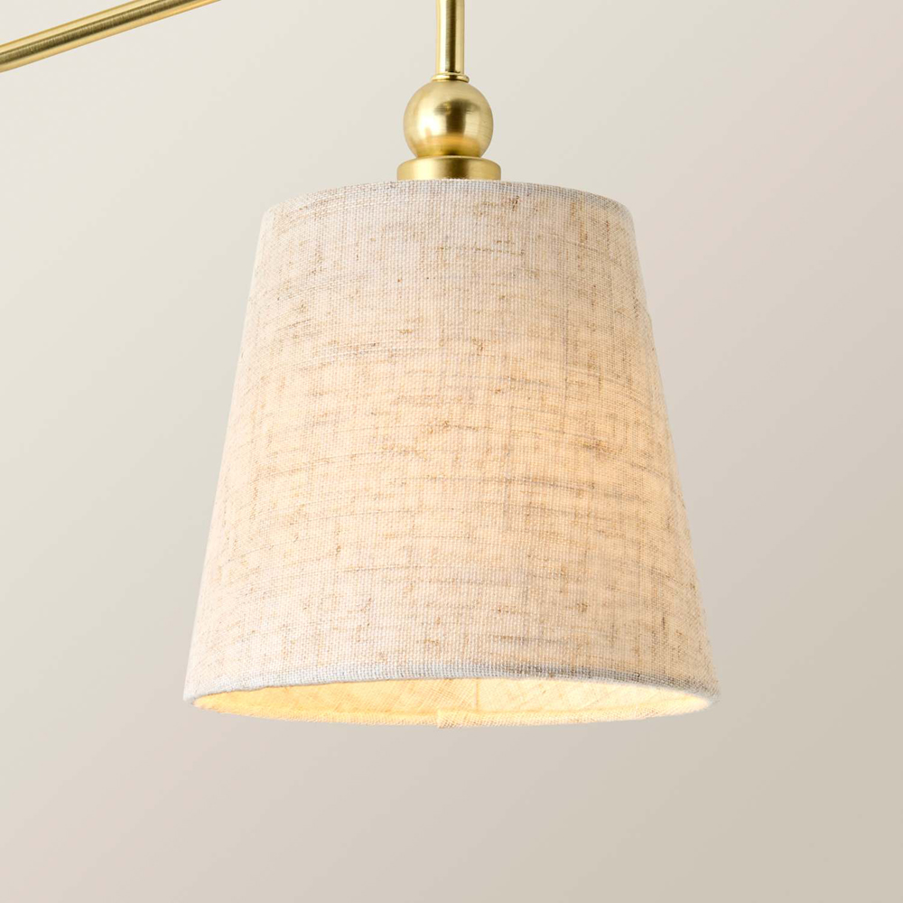 ValueLights Maggie Brushed Gold 3-Arm Chandelier Ceiling Light with Tapered Shade and Bulb Image 4
