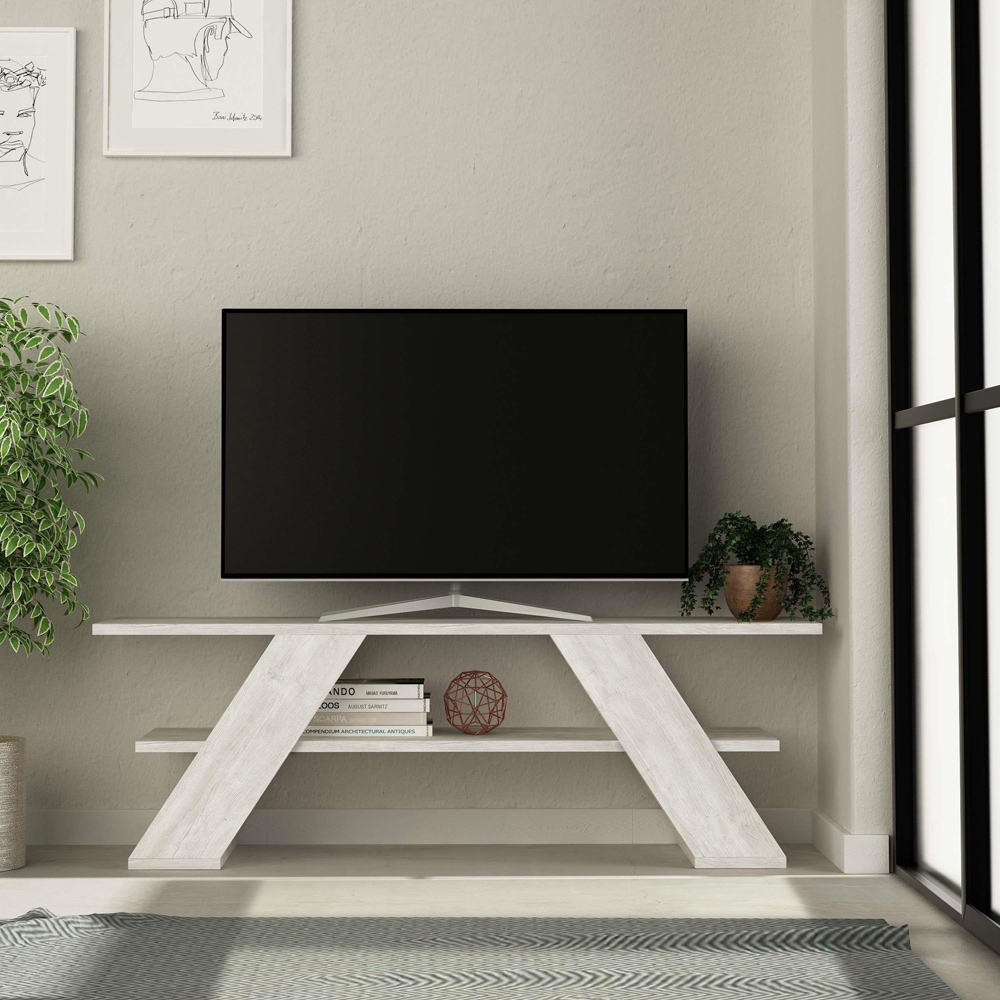 Decortie Farfalla Single Shelf White Modern TV Unit Image 4