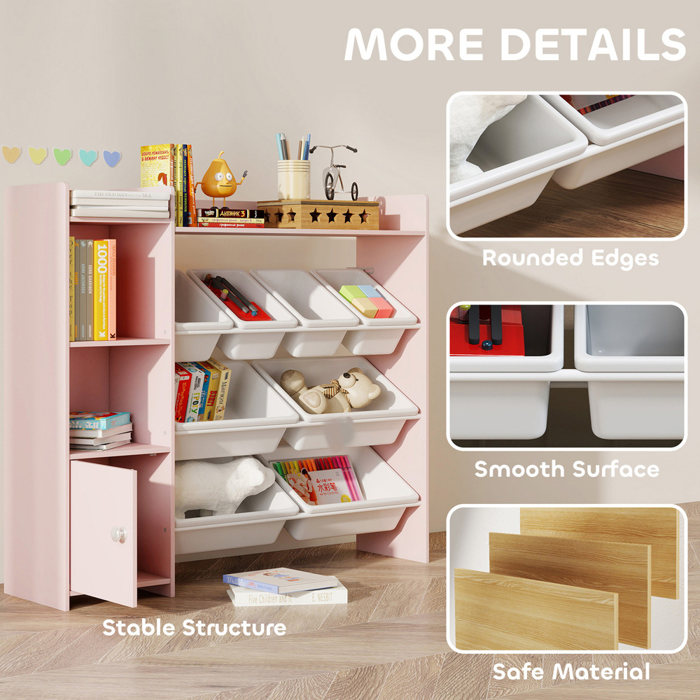 AIYAPLAY 8 Bins Pink Toy Storage Unit Image 6