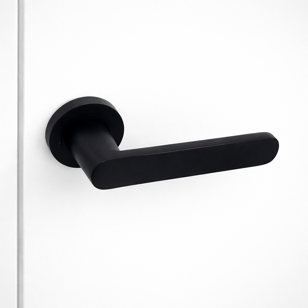 AXS Hardware Harlem Black Door Handles on Rose Image 2