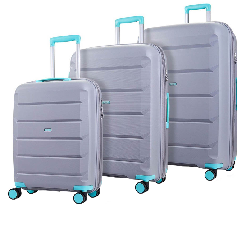 Rock Tulum Set of 3 Grey Hardshell Expandable Suitcases Image 1