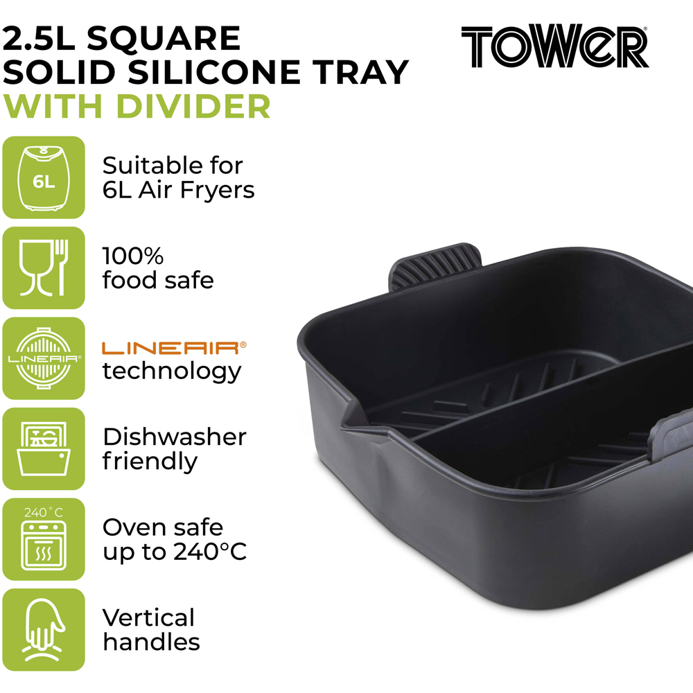 Tower Square Solid Silicone Tray with Divider Image 5