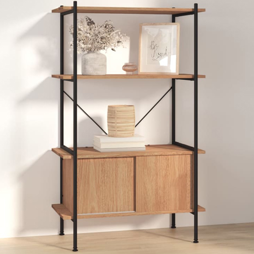 vidaXL 2 Door 3 Shelf Light Brown Shelving Unit Image 1
