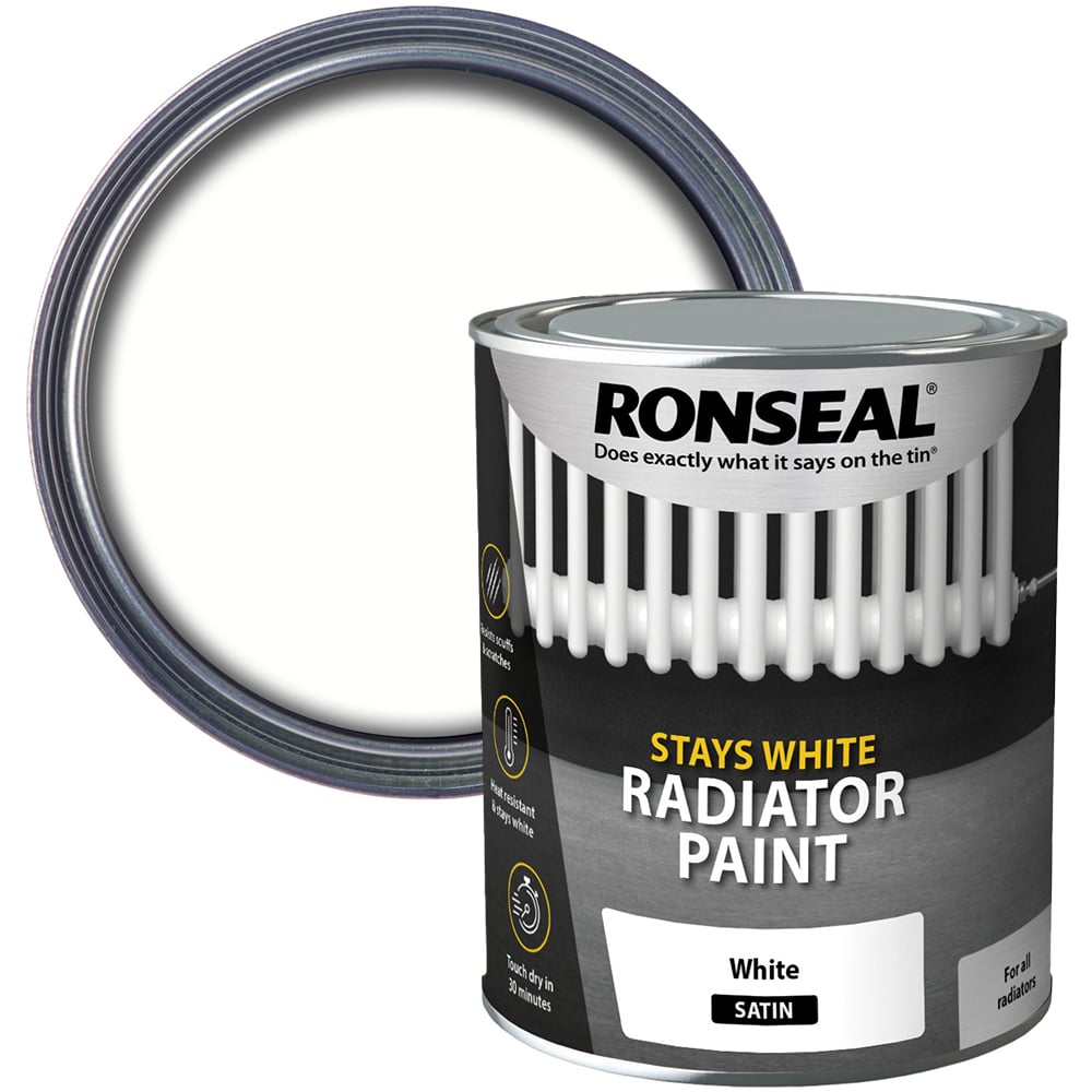 Ronseal White Satin Radiator Paint 750ml Image 1