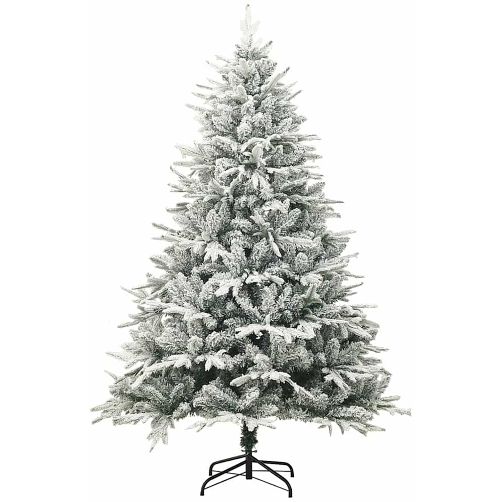 vidaXL 300 LED Pre-Lit Lilac Baubles Green Artificial Snow Flocked Christmas Tree 8ft Image 5