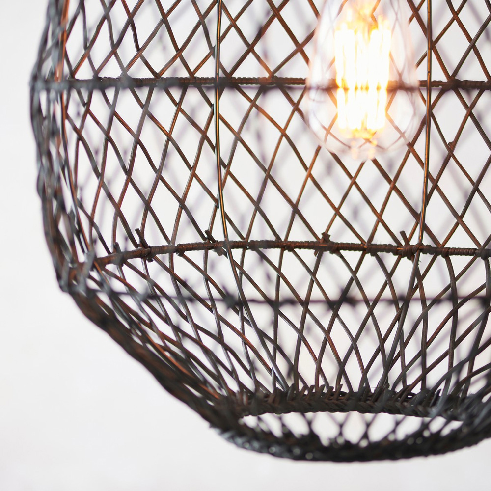 Merano Ancona Black Rattan and Matt Black Pendant Light Image 4