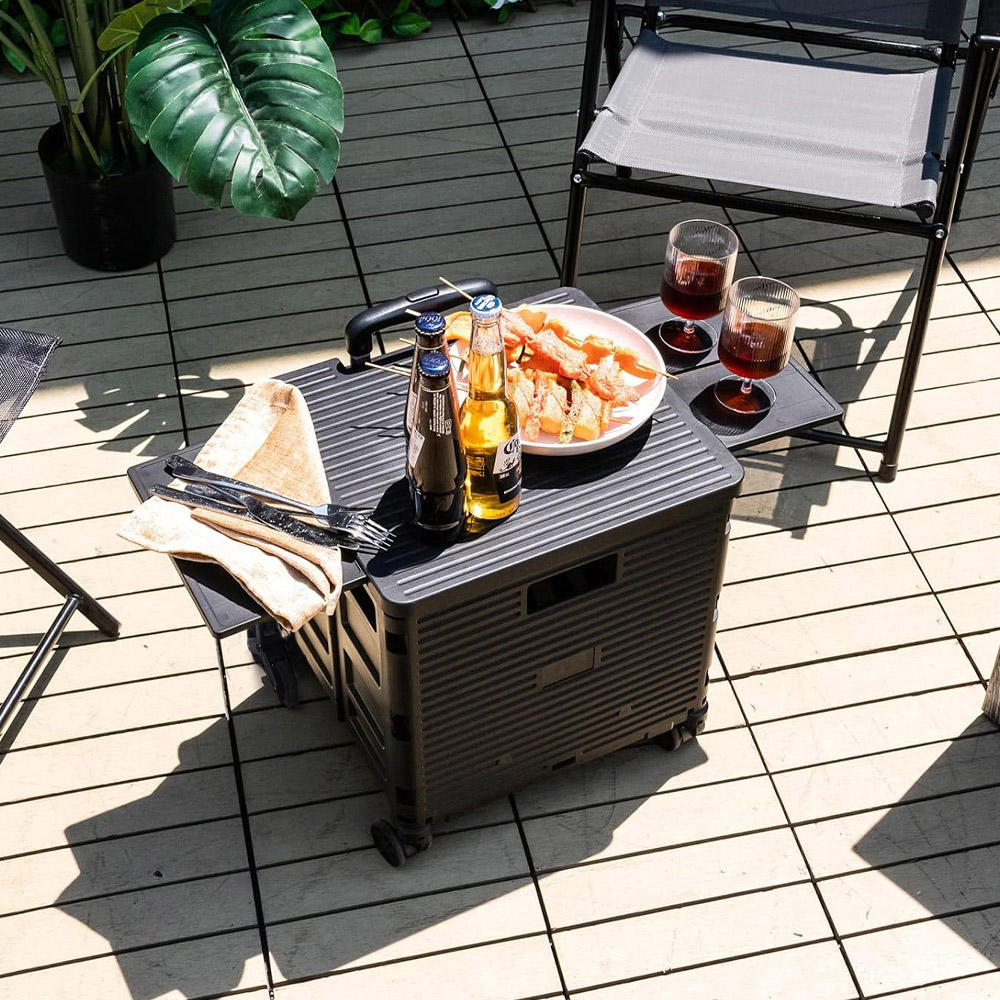 Living and Home Collapsible Utility Crate with Magnetic Lid and Adjustable Handle 55L Image 2