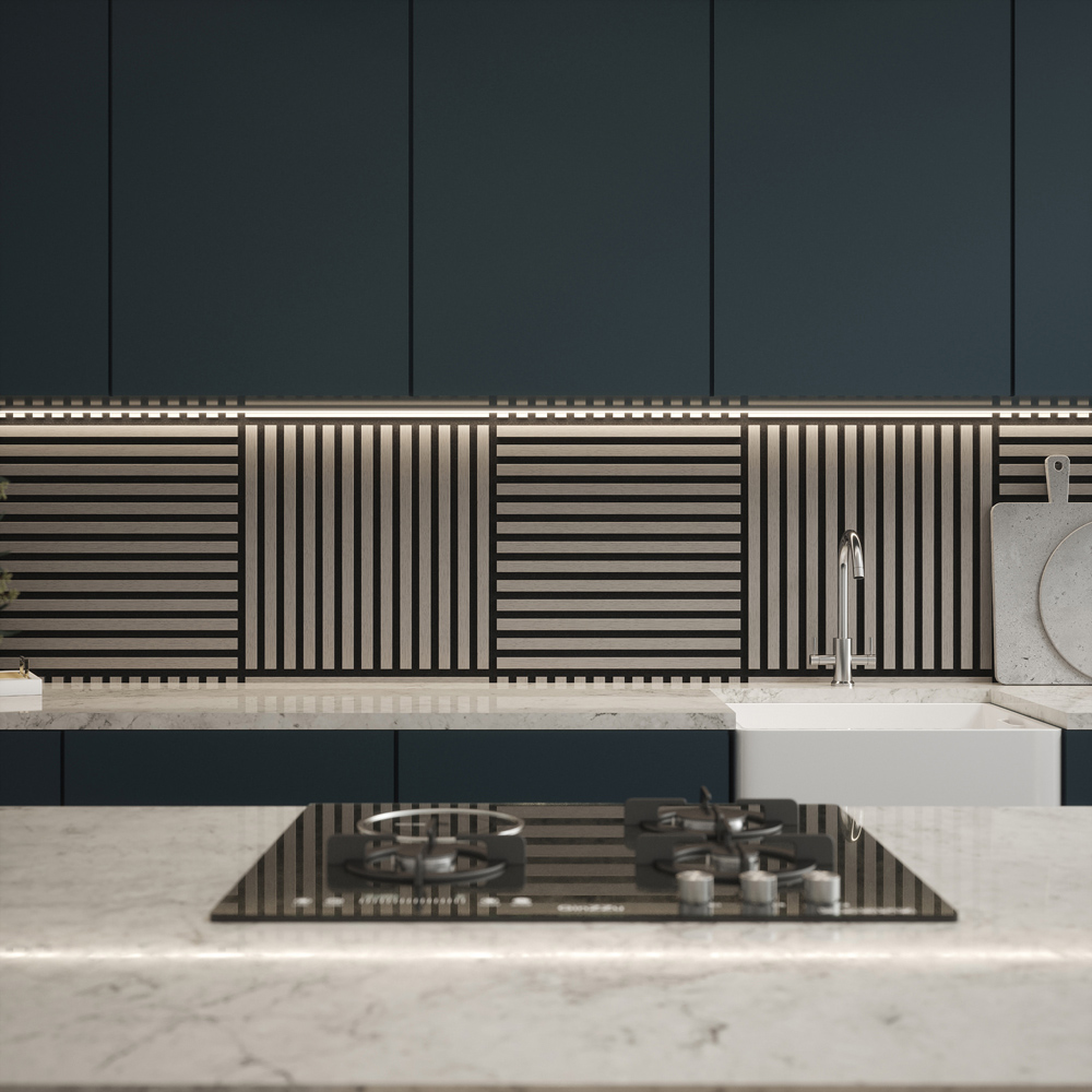 Tuscan Misty Grey PVC Wrapped Acoustic Wall Tile 55.3 x 55.3cm 4 Pack Image 8