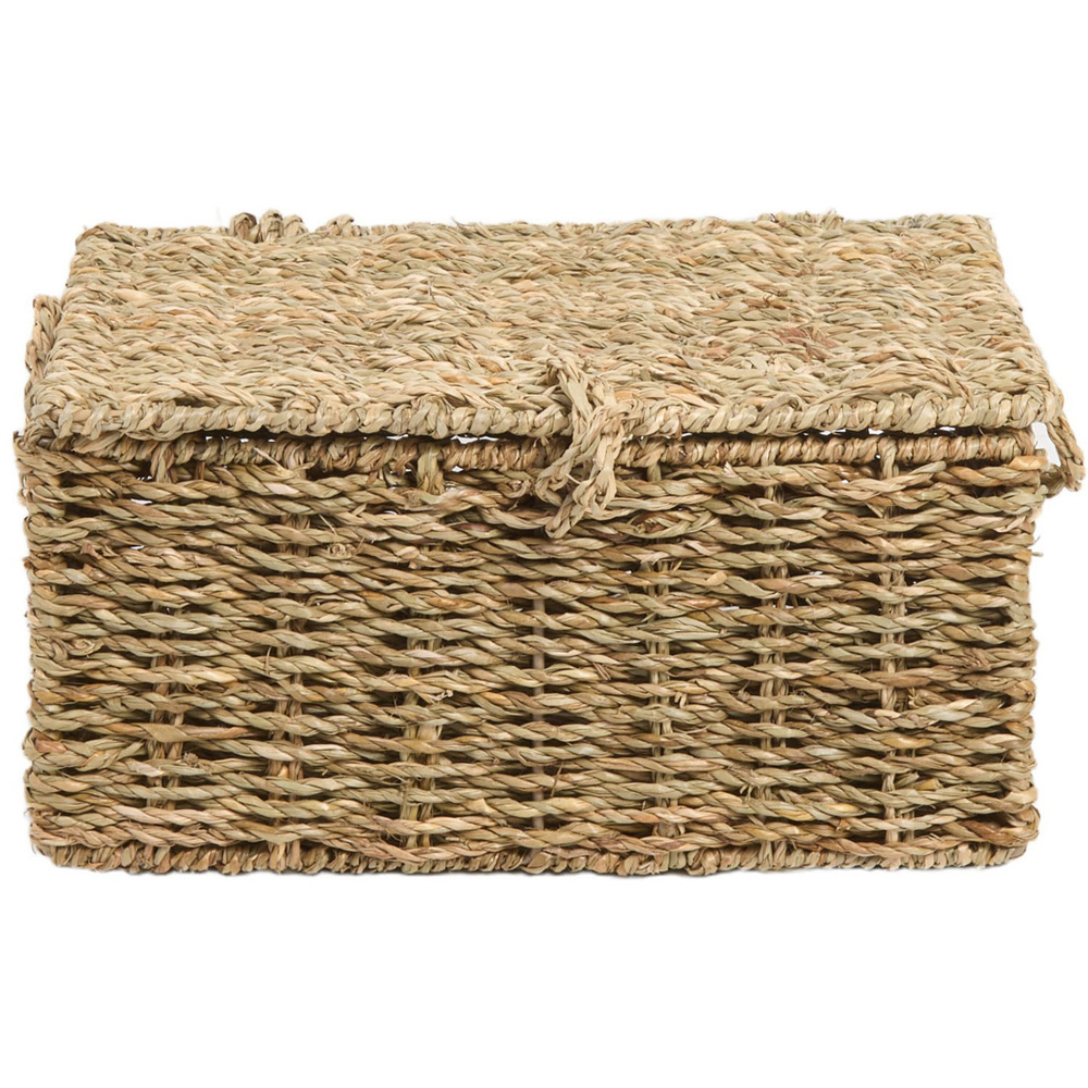 Set of 3 Seagrass Woven Storage Trunks Natural Image 3