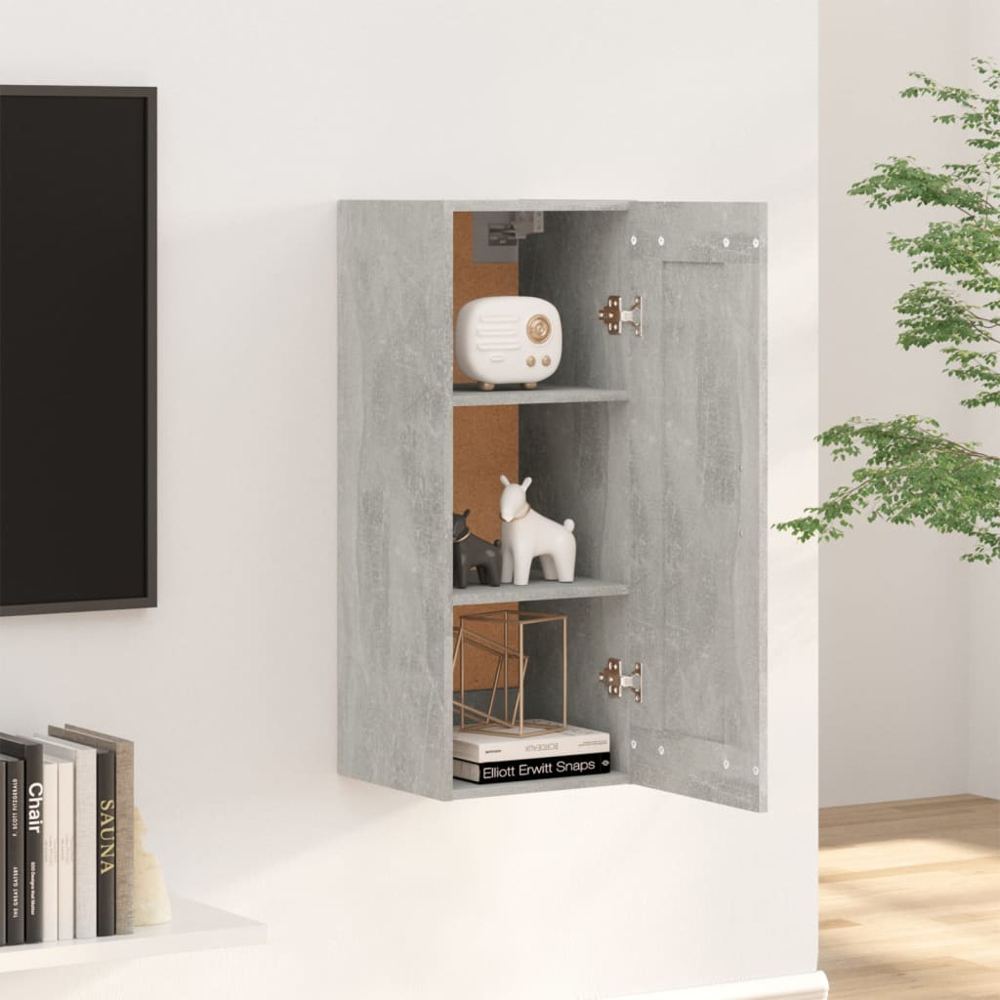 vidaXL Single Door Concrete Grey Wall Cabinet Image 8