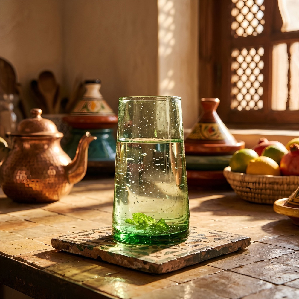 Nicola Spring 20 Piece Green Hand-Blown Recycled Glassware Set Image 5