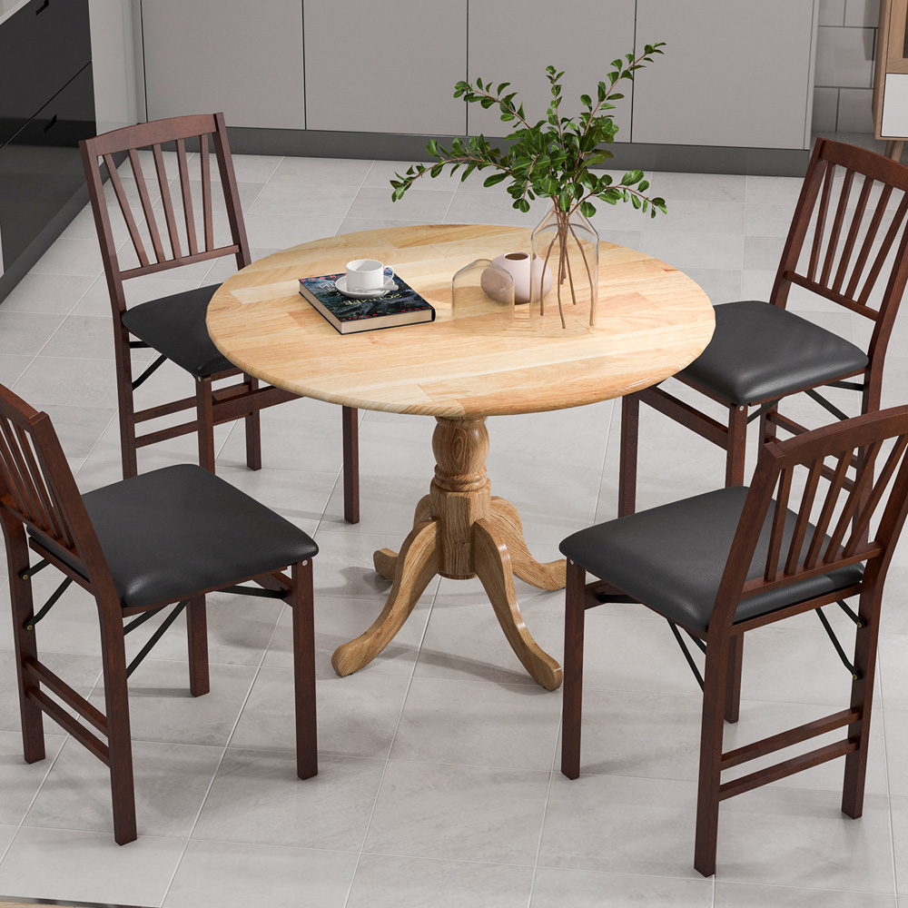 Costway 4 Seater Natural Wooden Round Dining Table Image 8