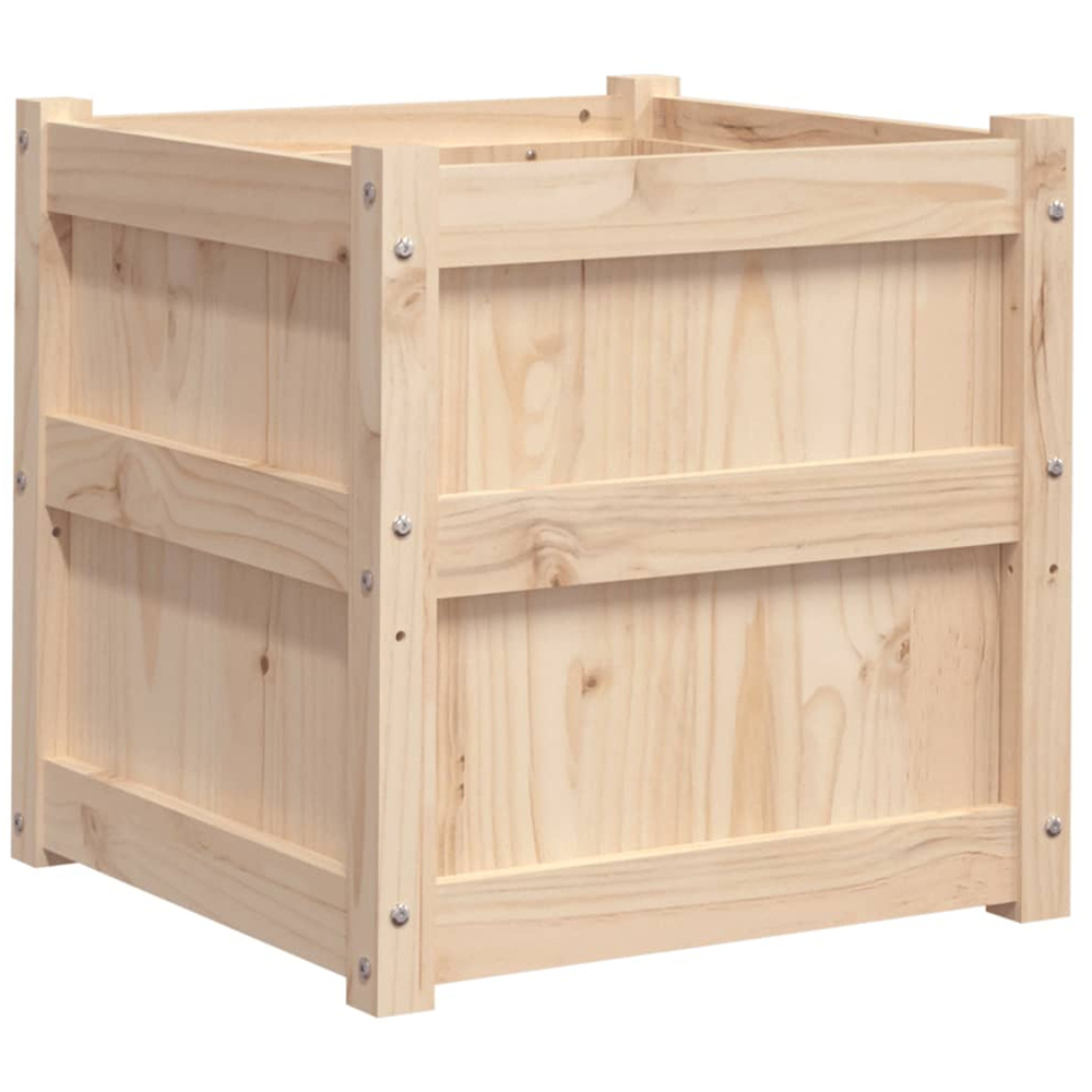 vidaXL Brown Solid Pine Wood Raised Garden Planter 50 x 50 x 50cm 2 Pack Image 4