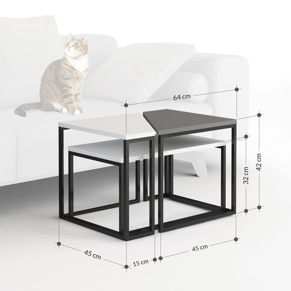Decortie Ohlady White and Anthracite Nest of Coffee Tables Set of 2 Image 6