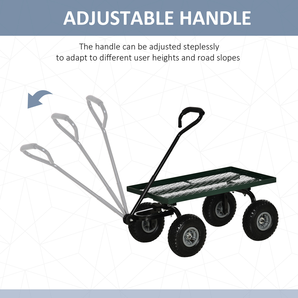 Outsunny Green Garden Trolley Cart with Pneumatic Wheels 150kg Image 7