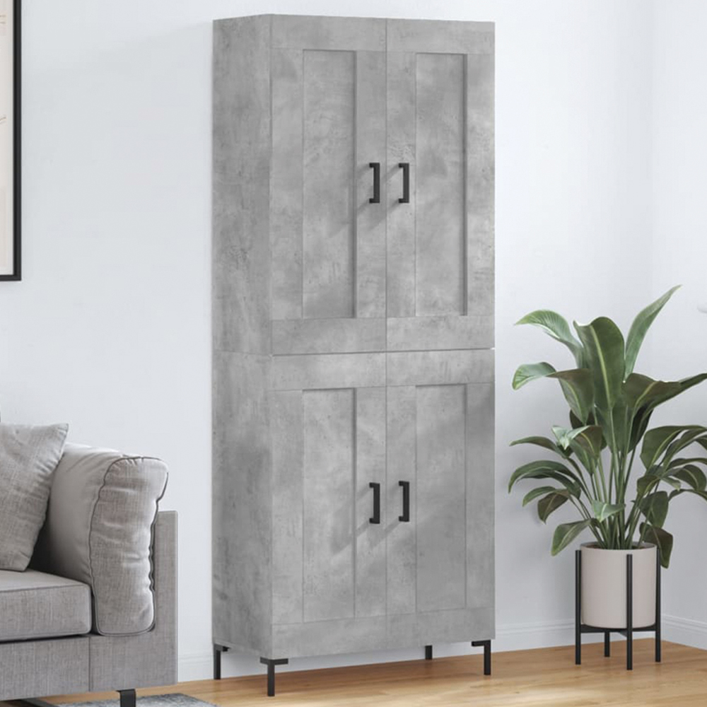 vidaXL 4 Door Grey Highboard Image 1
