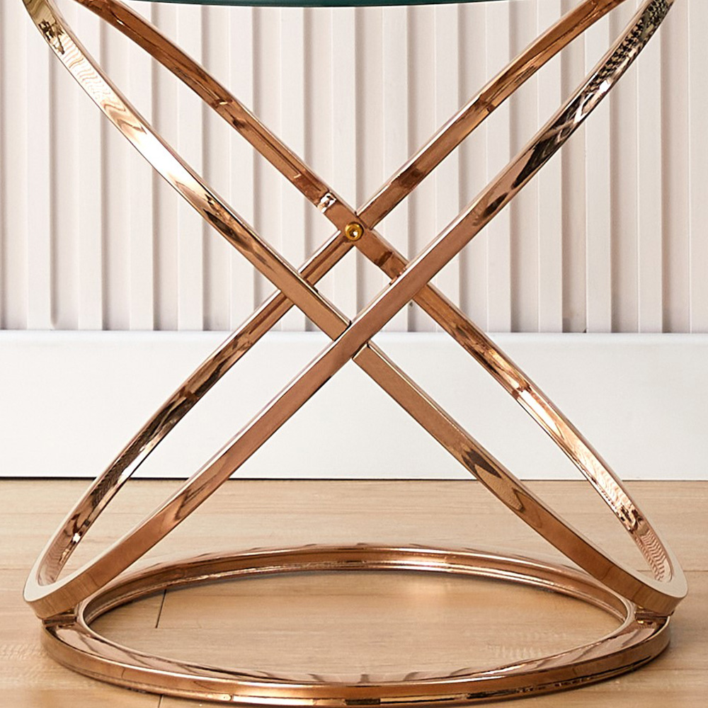 Comfy Living Gold Effect Tempered Glass Side Table Image 2