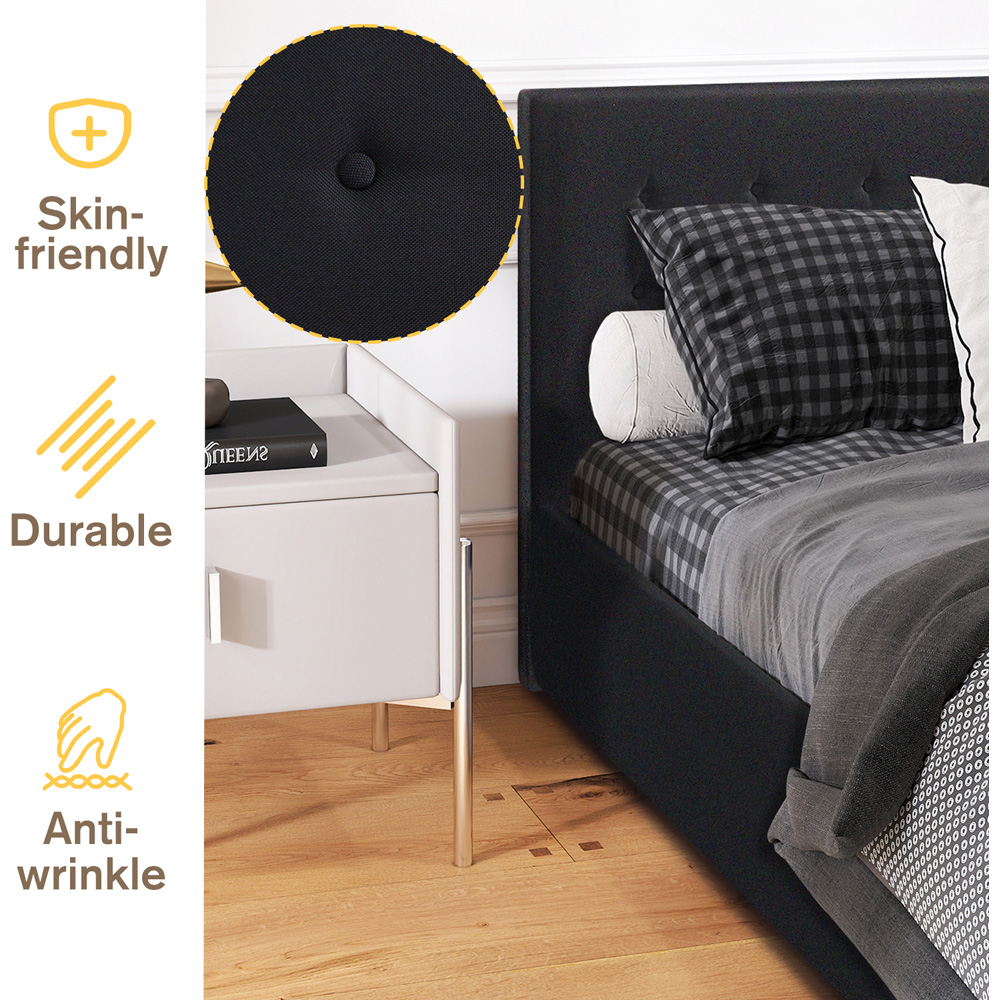 Brooklyn Double Black Fabric Storage Ottoman Bed Image 6