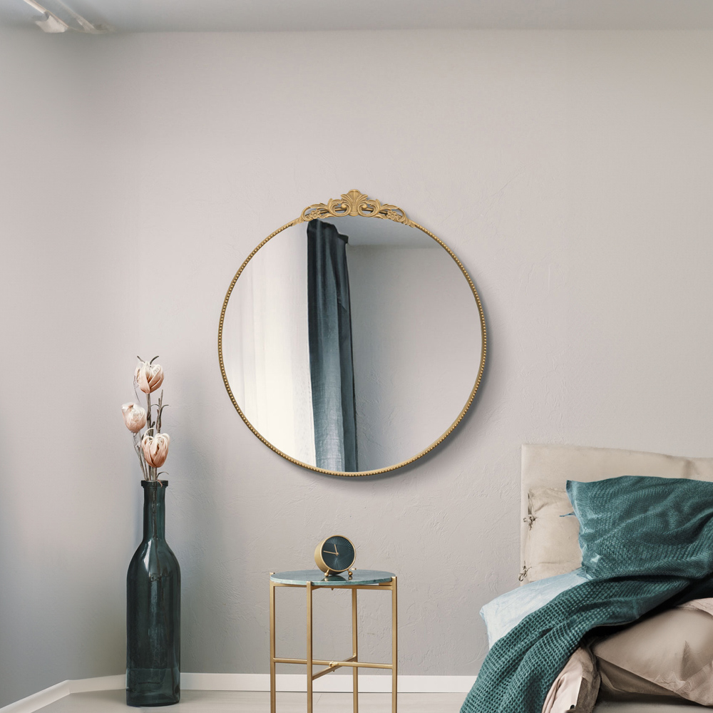 The Crown Gold Metal Wall Mirror 100 x 100cm Image 5