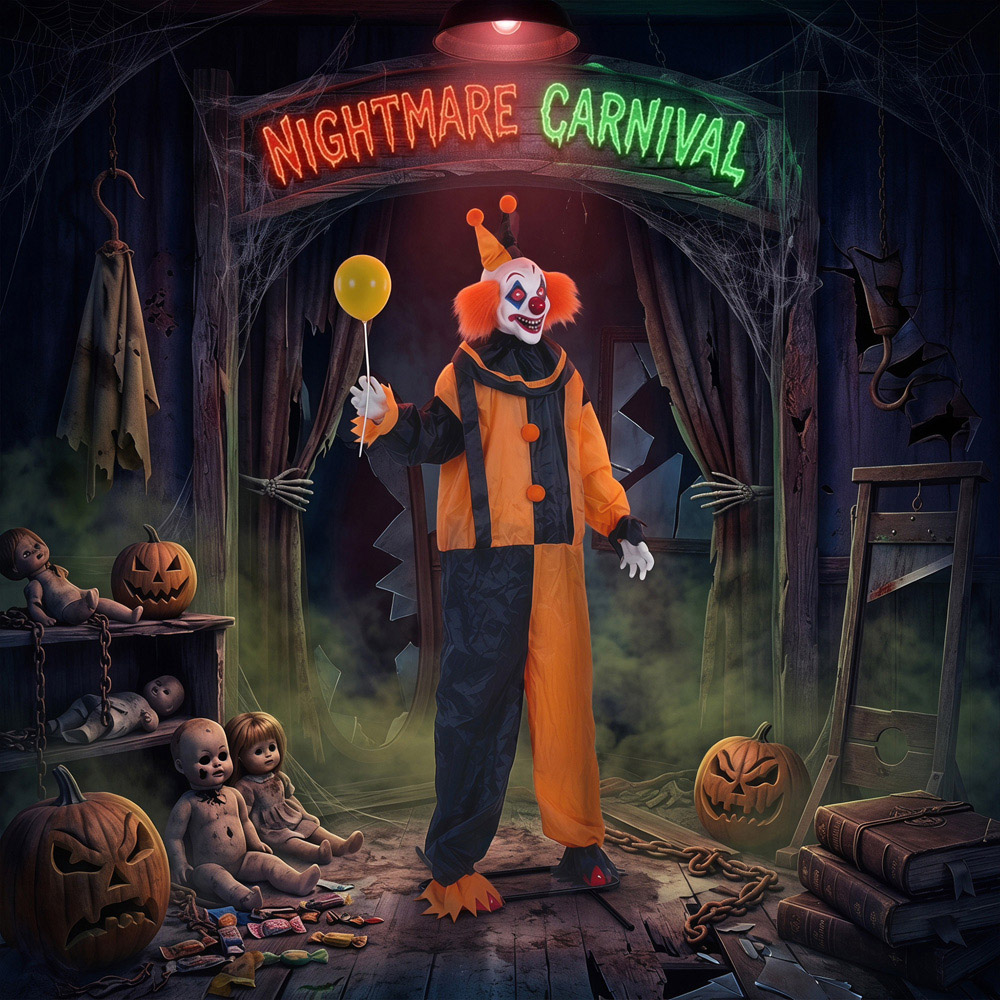HOMCOM Light Up Life-Size Light Up Animated Clown Halloween Decoration 6ft Image 3