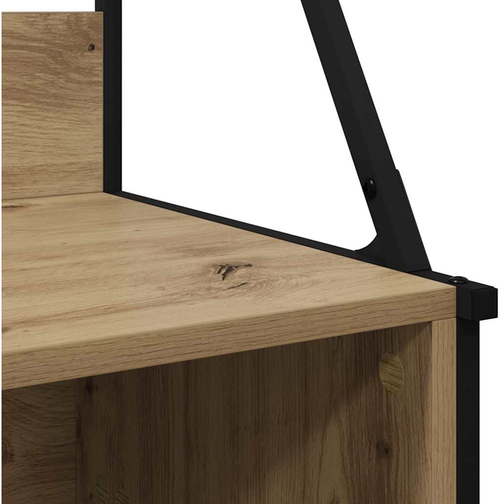 vidaXL 2 Shelf Artisan Oak Clothes Rack with Hanging Hooks Image 8
