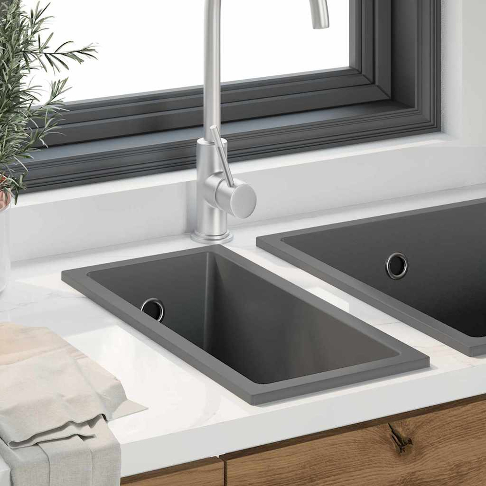 vidaXL Grey Granite Kitchen Sink 21 x 44 x 14cm Image 2