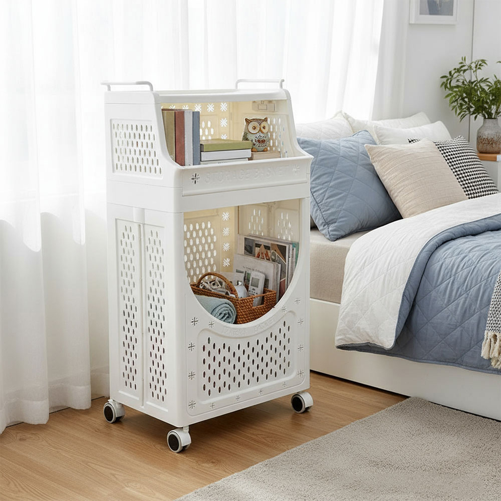 Living and Home 3-Tier White Multifunctional Storage Trolley Cart with Handles Image 7