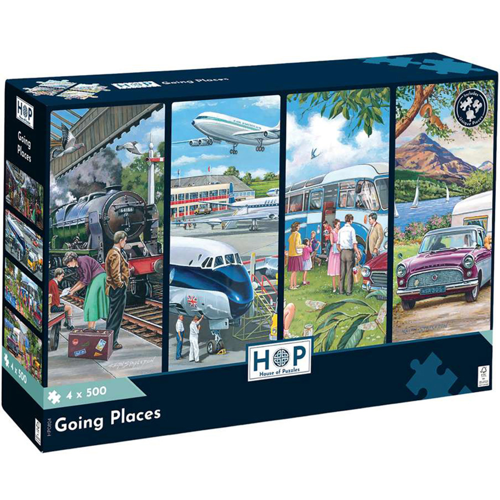 The House of Puzzles Going Places 500 Piece Jigsaw Puzzle 4 Pack Image 2