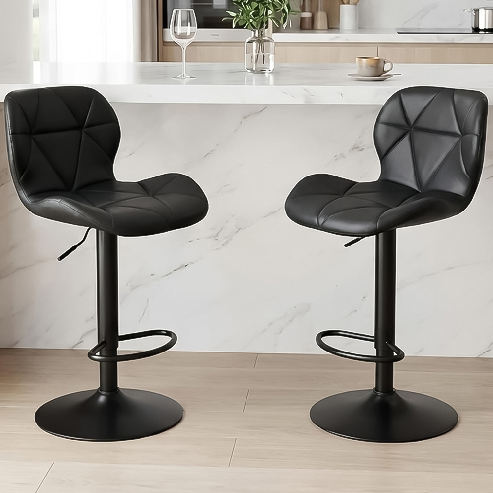 Alivio Black Faux Leather Height Adjustable Swivel Bar Stool Set of 2 Image 1