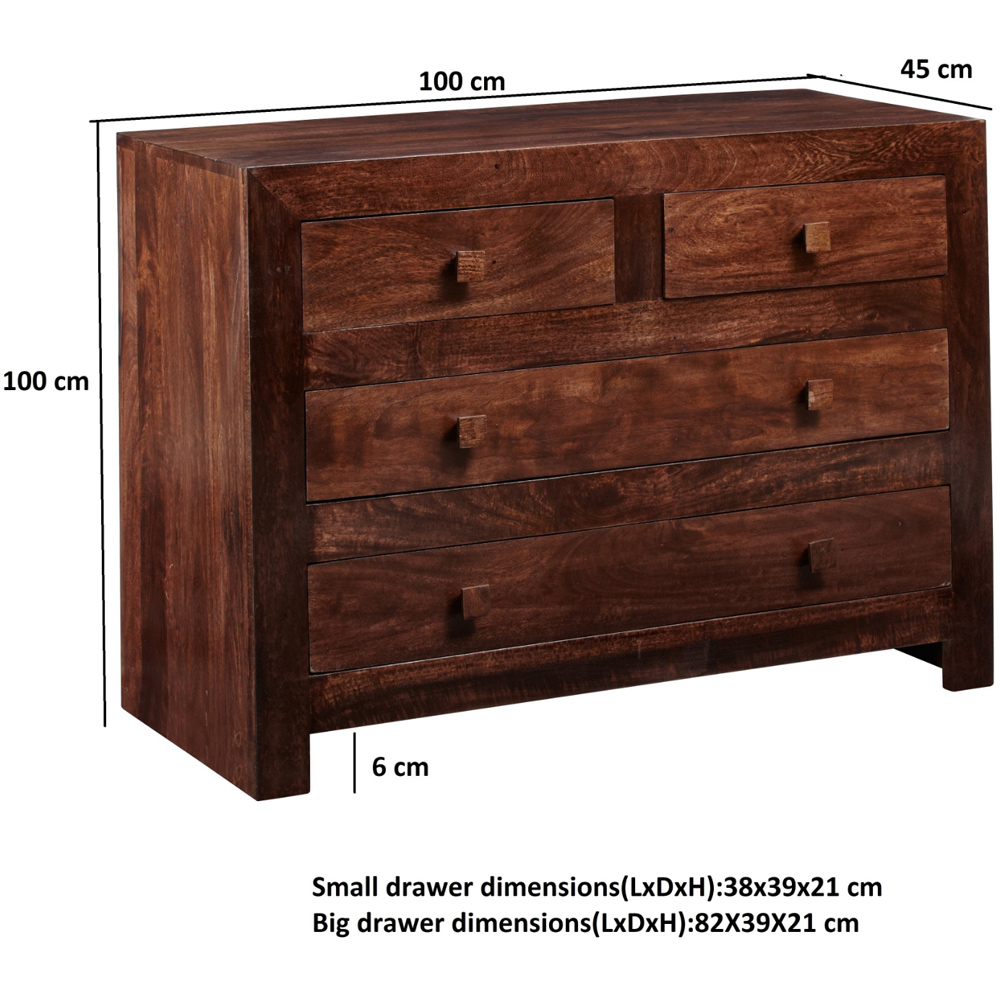Brooklyn Nihash Toko 4 Drawer Dark Mango Dressing Chest Image 5