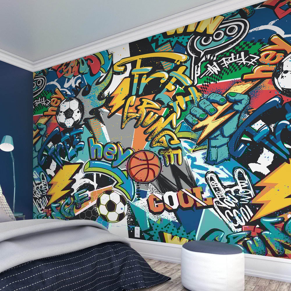 Origin Murals Sports Graffiti Blue Wall Mural Image 1