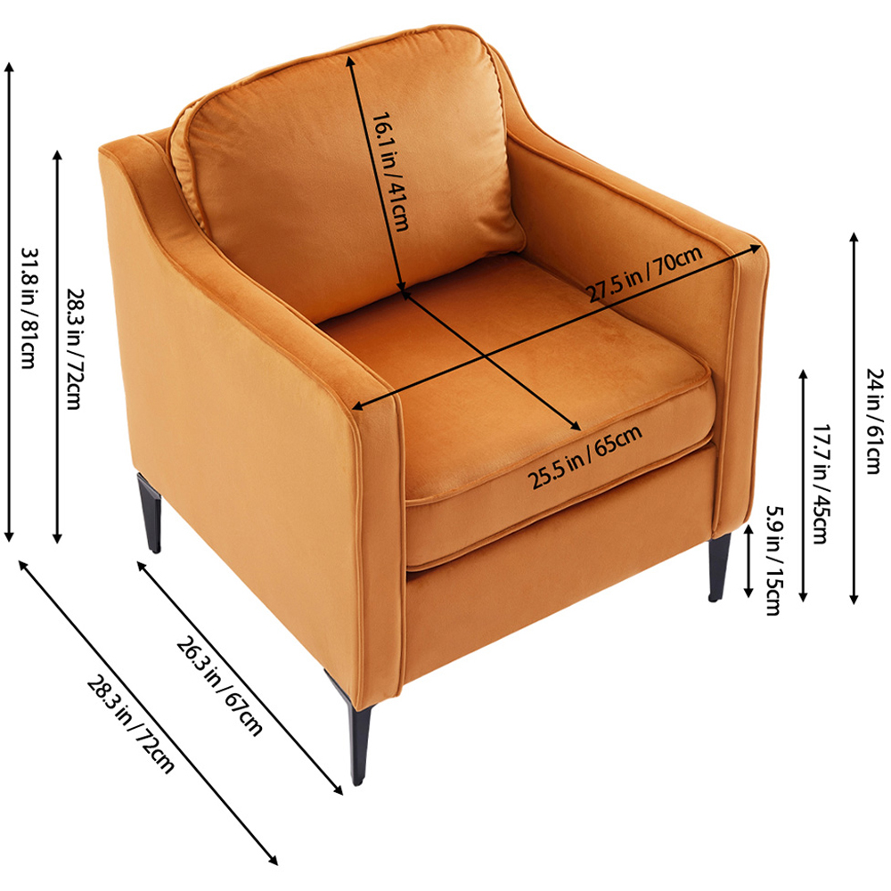 Living and Home Orange Linen Sofa Chair Image 9
