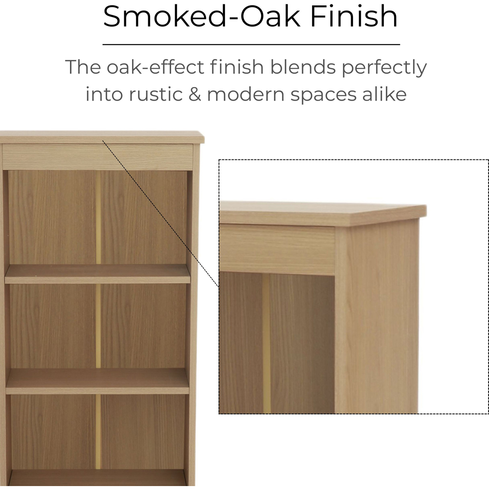 Core Products Freya 4 Shelf Smoked Oak Foil Finish Low Narrow Bookcase Image 4