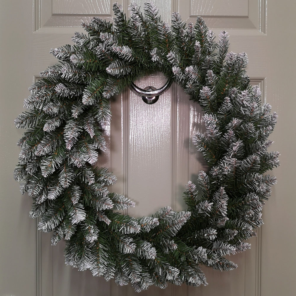 Samuel Alexander Snow Tipped Christmas Wreath Green 60cm Image 2