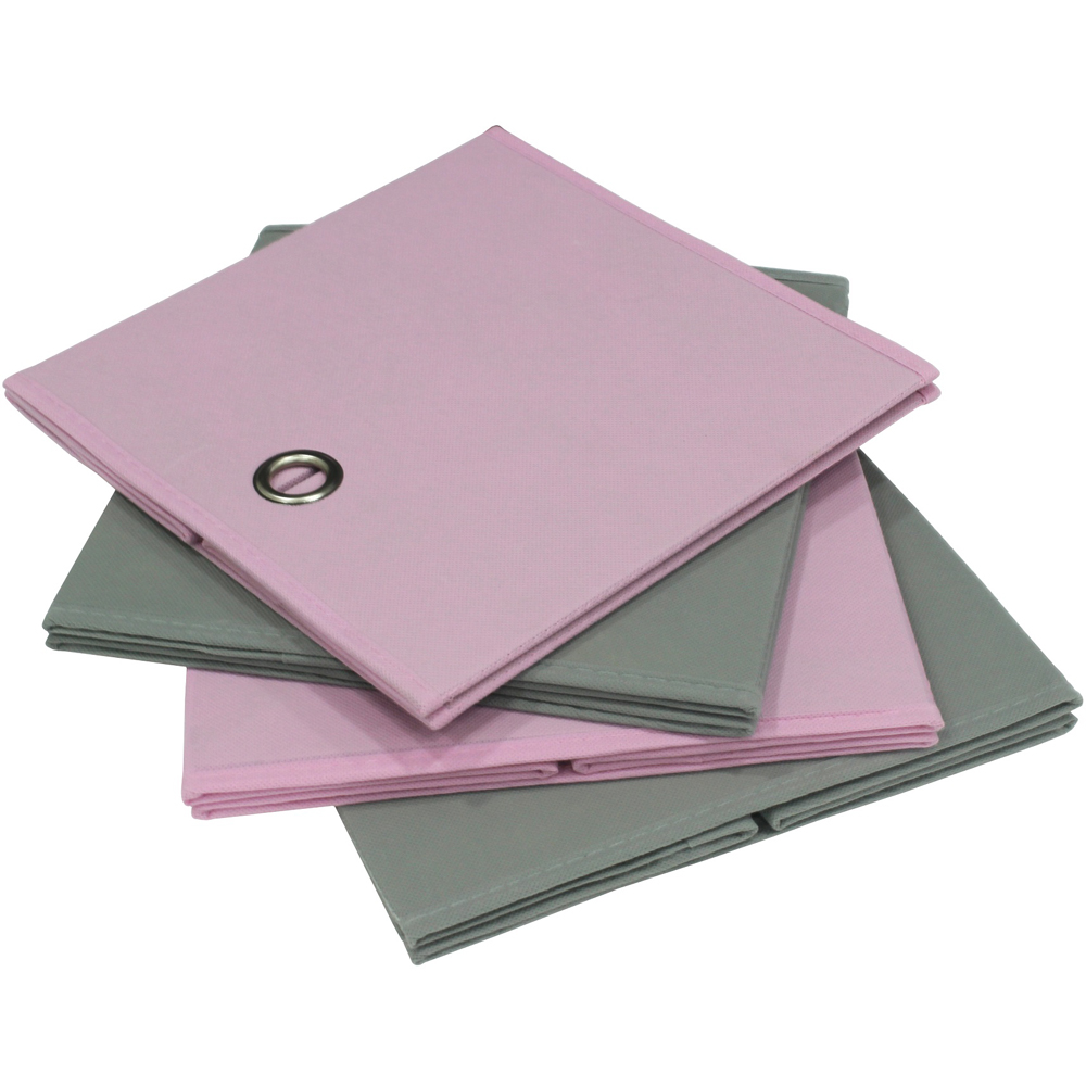 Home Source Pink and Grey Fabric Storage Box 4 Pack Image 3